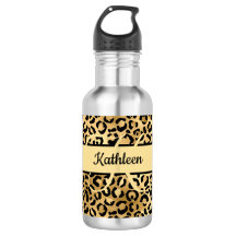 Monogram naam Zwart Gold Leopard Cheetah Afdruk