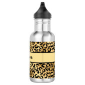 Monogram naam Zwart Gold Leopard Cheetah Afdruk Waterfles (Rechts)