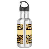 Monogram naam Zwart Gold Leopard Cheetah Afdruk Waterfles (Achterkant)