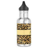 Monogram naam Zwart Gold Leopard Cheetah Afdruk Waterfles (Links)