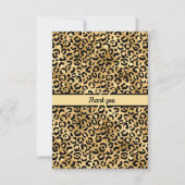Monogram naam Zwart Gold Leopard Print Cheetah Bedankkaart (Voorkant)