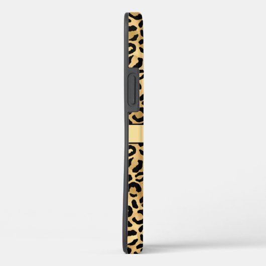 Monogram naam Zwart Gold Leopard Print Cheetah Case-Mate iPhone Case (Achterkant / Rechts)