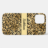 Monogram naam Zwart Gold Leopard Print Cheetah Case-Mate iPhone Case (Achterkant (horizontaal))