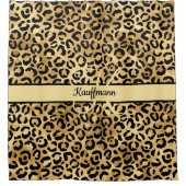 Monogram naam Zwart Gold Leopard Print Cheetah Douchegordijn (Voorkant)