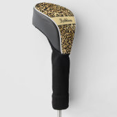 Monogram naam Zwart Gold Leopard Print Cheetah Golfheadcover (Schuin)