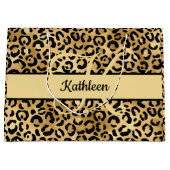 Monogram naam Zwart Gold Leopard Print Cheetah Groot Cadeauzakje (Voorkant)