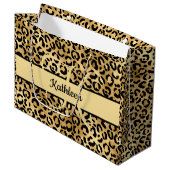 Monogram naam Zwart Gold Leopard Print Cheetah Groot Cadeauzakje (Voorkant Gekanteld)