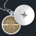 Monogram naam Zwart Gold Leopard Print Cheetah Locket Ketting<br><div class="desc">Monogram: zwart en goudluipaard,  dierlijk afdrukken,  cheetah-ketting. Bekijk ons collectie voor zwart-witafdrukken en goudvingerafdrukken voor overeenkomende producten.</div>
