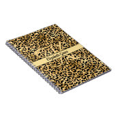 Monogram naam Zwart Gold Leopard Print Cheetah Notitieboek (Rechterzijde)