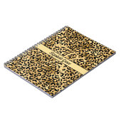 Monogram naam Zwart Gold Leopard Print Cheetah Notitieboek (Linkerzijde)