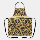 Monogram naam Zwart Gold Leopard Print Cheetah Schort (Voorkant)