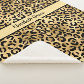 Monogram naam Zwart Gold Leopard Print Cheetah Sherpa Deken (3/4)