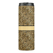 Monogram naam Zwart Gold Leopard Print Cheetah Thermosbeker (Achterkant)