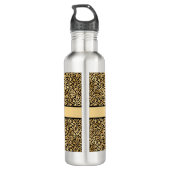 Monogram naam Zwart Gold Leopard Print Cheetah Waterfles (Achterkant)