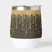 Monogram Naam Zwart Goud Druppelende Glitters Glam (Links)
