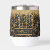 Monogram Naam Zwart Goud Druppelende Glitters Glam (Voorkant)