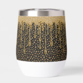 Monogram Naam Zwart Goud Druppelende Glitters Glam (Achterkant)