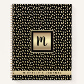 Monogram naam zwart goud folie modern script luxe notitieboek (Voorkant)