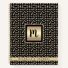 Monogram naam zwart goud folie modern script luxe notitieboek