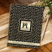 Monogram naam zwart goud folie moderne script luxe notitieboek
