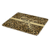 Monogram Naam Zwart Goud Luipaard Cheeta Print Ac Snijplank (Hoek)