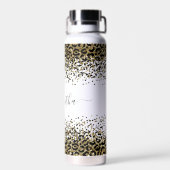 Monogram Naam Zwart Goud Luipaard Print Chique Tre Waterfles (Achterkant)