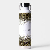 Monogram Naam Zwart Goud Luipaardprint Chic Trend Waterfles (Voorkant)