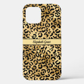 Monogram Naam Zwart Goud Luipaardprint Jachtluipaa Case-Mate iPhone Case (Achterkant)
