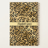 Monogram Naam Zwart Goud Luipaardprint Jachtluipaa Planner (Achterkant)