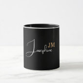 Monogram naam zwart goud modern mok (Midden)