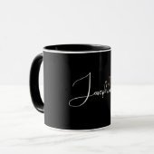 Monogram naam zwart goud modern mok (Voorkant links)