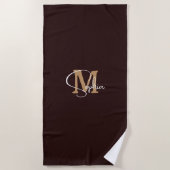 Monogram naam zwart goud strandlaken (Voorkant)