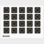 Monogram Naam Zwart Goud Trouwfeest Formele Feest Vierkante Sticker (Vel)