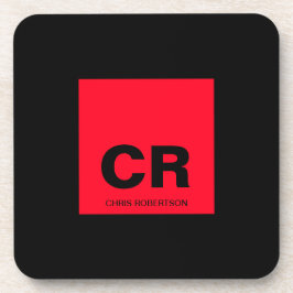 Monogram Naam Zwart Rood Creëer Custom Gift Bier Onderzetter