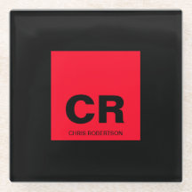 Monogram Naam Zwart Rood Creëer Custom Gift