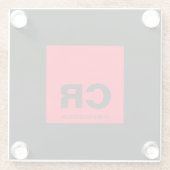 Monogram Naam Zwart Rood Creëer Custom Gift Glazen Onderzetter (Achterkant)