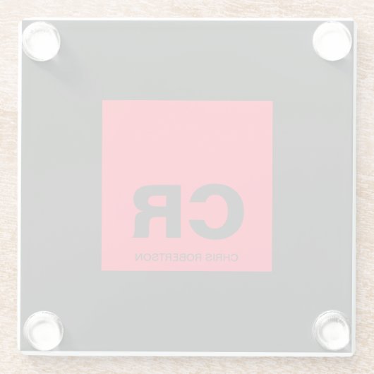 Monogram Naam Zwart Rood Creëer Custom Gift Glazen Onderzetter (Achterkant)