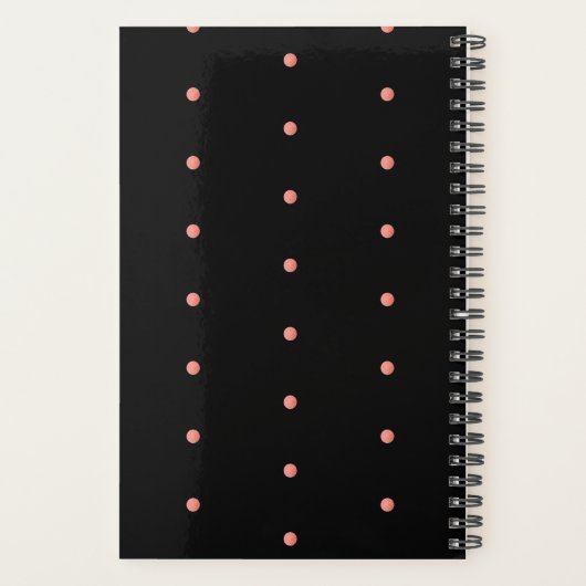 Monogram naam Zwart Roos Gold Polka Dot Planner (Achterkant)