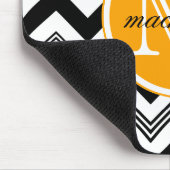 Monogram naam Zwart wit Chevron Pattern Muismat (Hoek)