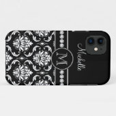 Monogram Naam Zwart wit Damask iPhone 5 Hoesje (Achterkant (horizontaal))
