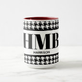 Monogram-Naam Zwart & Wit Houndstooth 15oz Combo Mok (Midden)