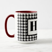 Monogram-Naam Zwart & Wit Houndstooth 15oz Combo Mok (Links)