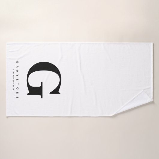Monogram Naam Zwart & Wit Modern Badhanddoek (Badhanddoek)