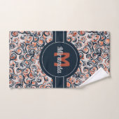 Monogram naam Zwart wit Oranje Abstract patroon Bad Handdoek (Handdoek)