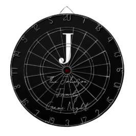 Monogram Naam Zwart-wit Spel Night Dartbord