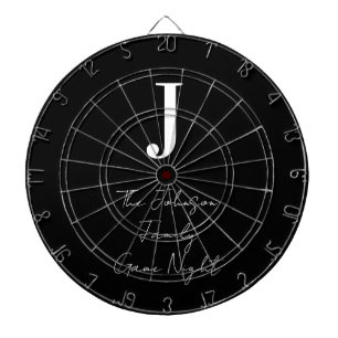 Monogram Naam Zwart-wit Spel Night Dartbord