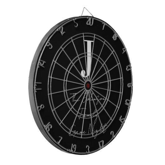 Monogram Naam Zwart-wit Spel Night Dartbord (Voorkant Links)