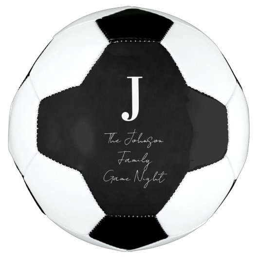 Monogram Naam Zwart-wit Spel Night Voetbal (Voorkant)