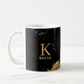 Monogram naam zwarte goudelegant koffiemok (Links)