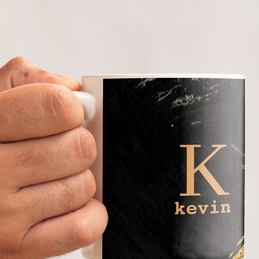 Monogram naam zwarte goudelegant koffiemok